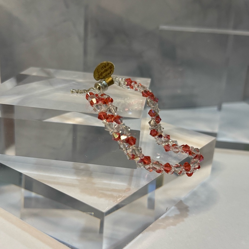 NWT Handmade Braided Bracelet With Swarovski Crystals Magnetic Clasp (Rose AB) - Picture 5 of 10